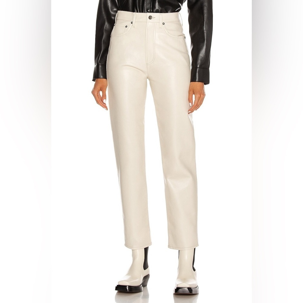 AGOLDE 90s Pinch Waist Recycled Leather Pants In Powder - Size 26 - NWT *AS IS*